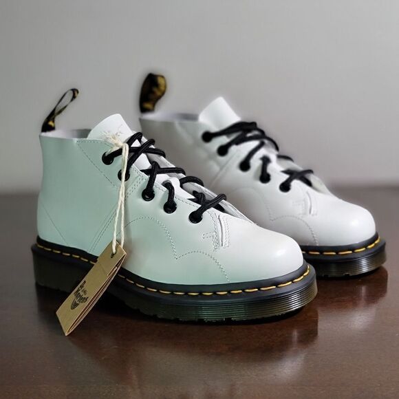 Dr. Martens Church Smooth Leather Monkey Boots White Brown Size 5 Combat Air New - Picture 5 of 16